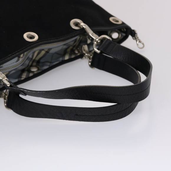 BURBERRY Blue Label Hand Bag Canvas 2way Black Auth ki3052 - Picture 7 of 16